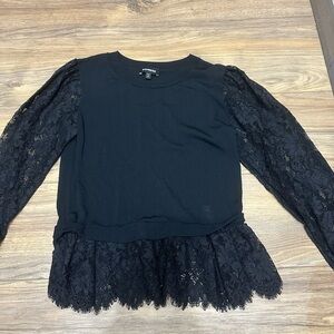 Express Elegant Black Lace Blouse